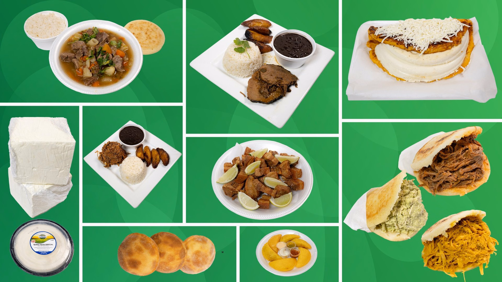 Selección original de platos de El Arepazo Doral